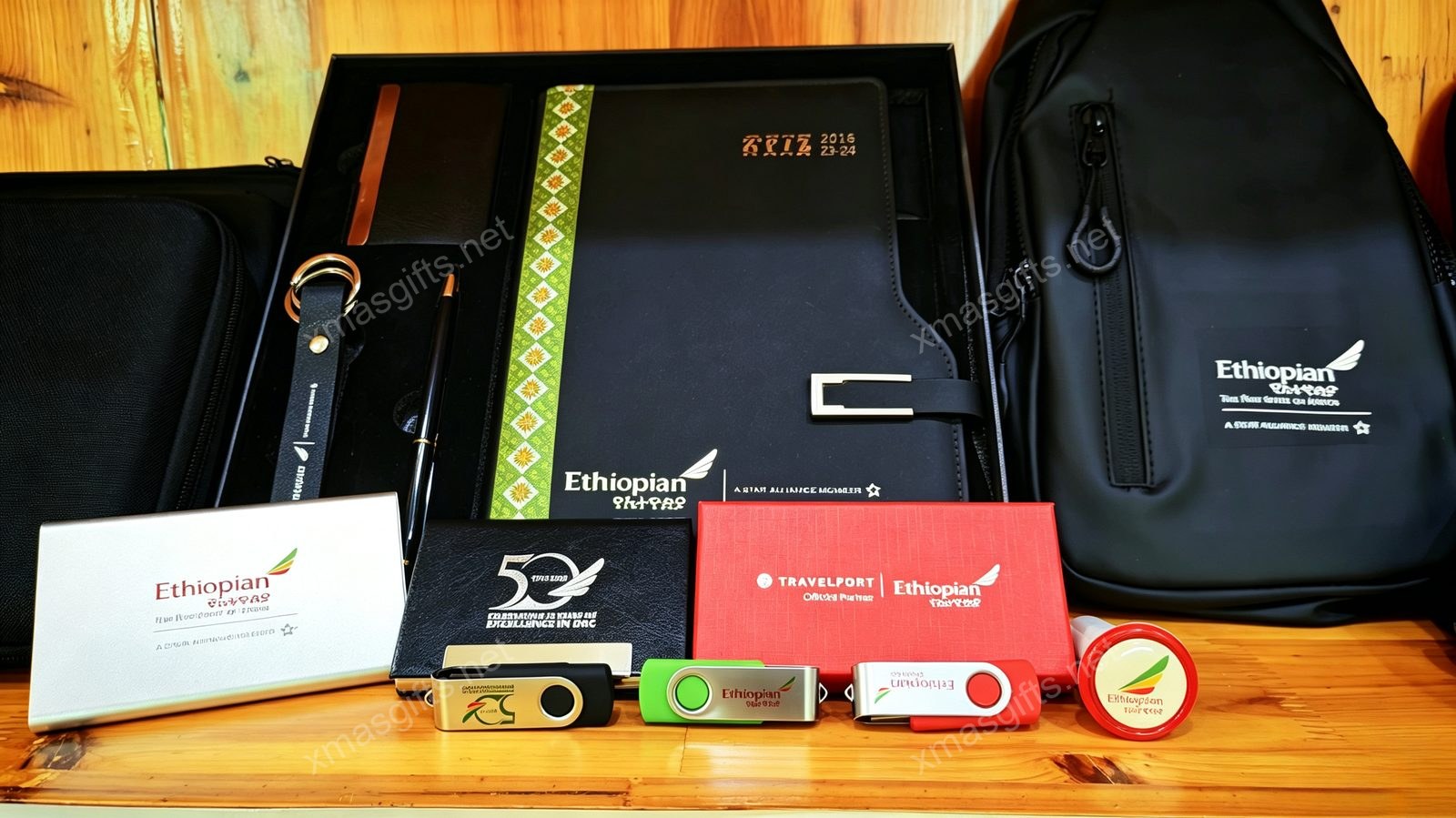 Executive office set — notebook, backpack, USB, card holder