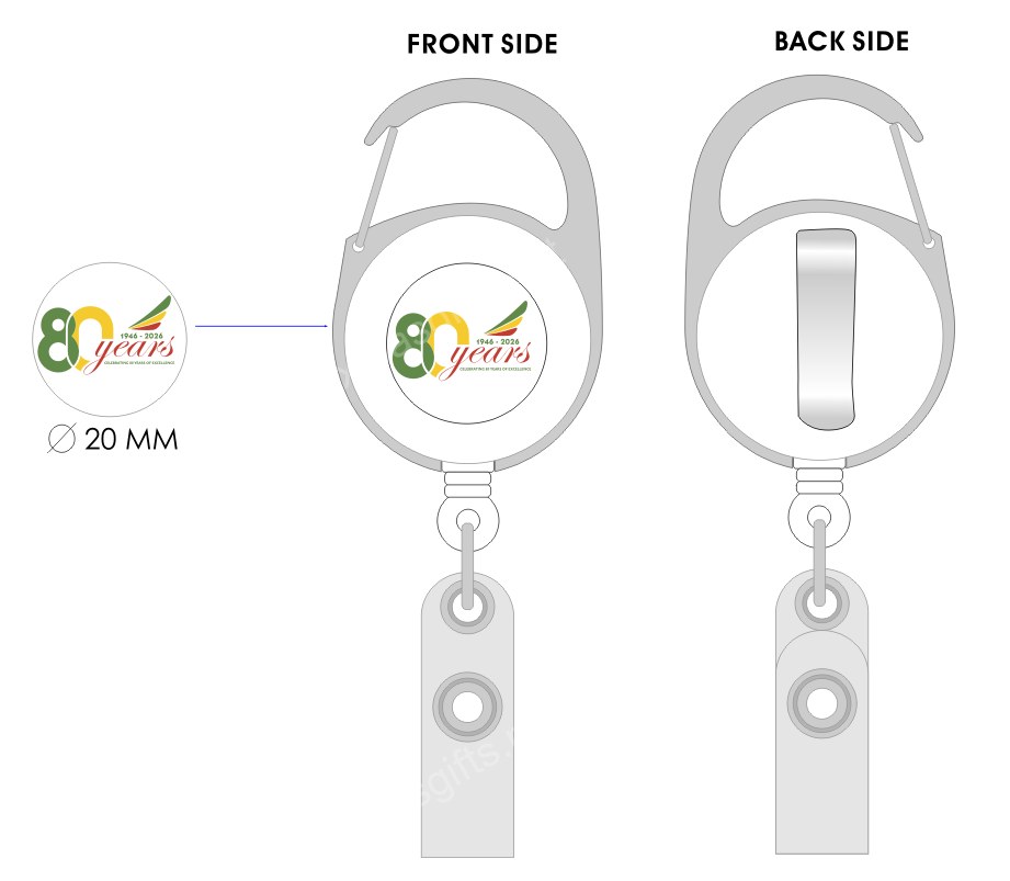 ID holder reel with 80th logo