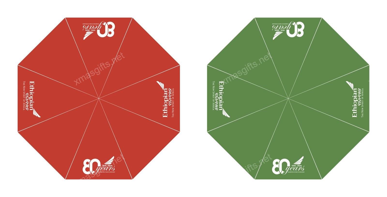 Umbrella design artwork red and green panels