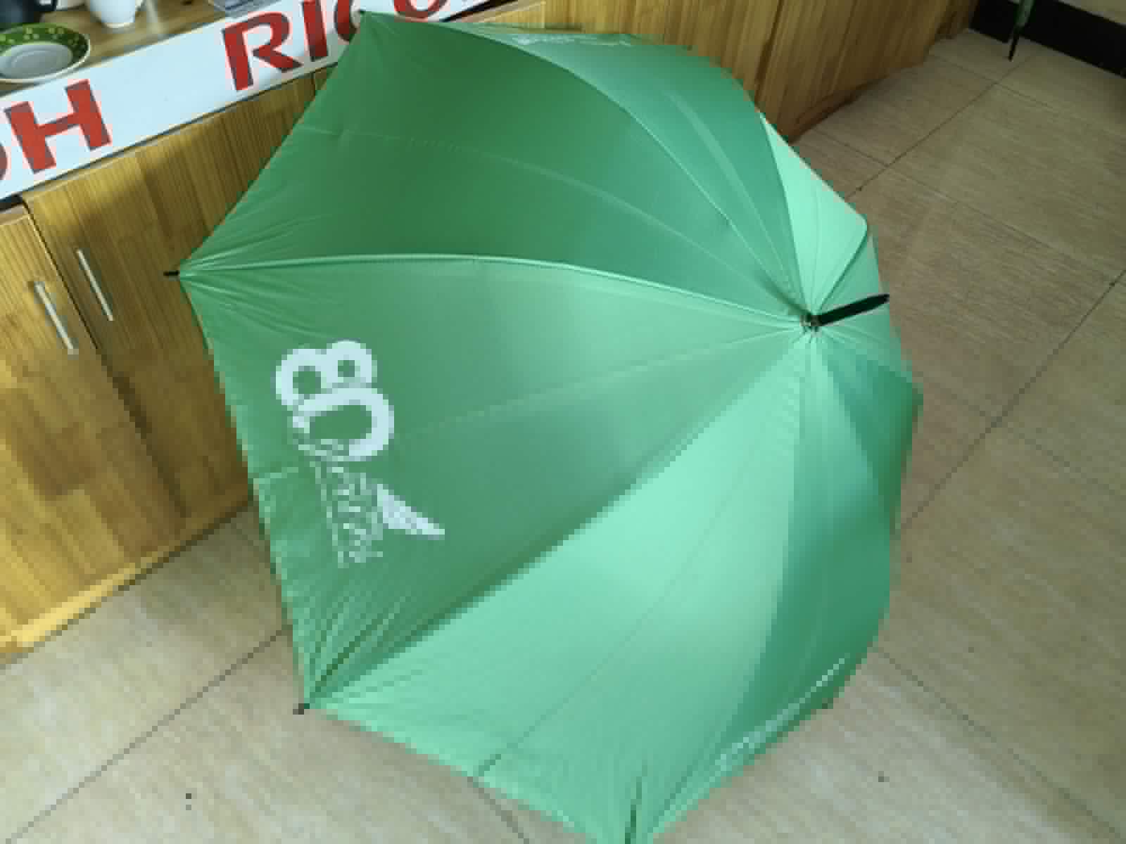 Octagonal umbrella with full-panel 80th logo
