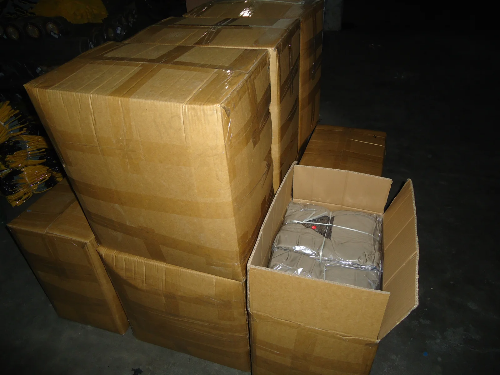 Open carton showing packed MONUSCO vests